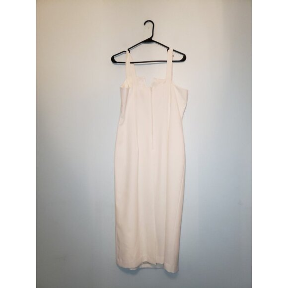 Caramia Womens 14 Midi Dress White Elegant Semi Formal Sleeveless Minimalist - Picture 2 of 5